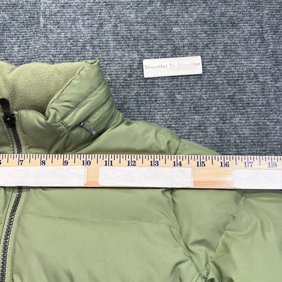Vtg Old Navy Down Puffer Jacket Womens Small Green Packable Hood Fleece Lined - Picture 11 of 16